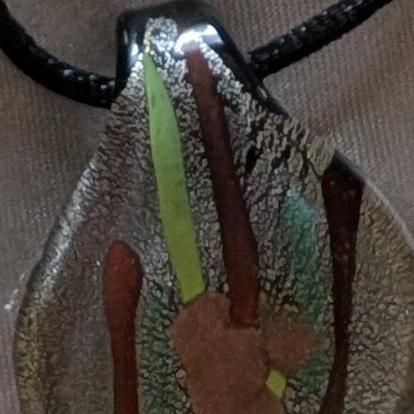 Art Glass Pendant Necklace/Mercy House Horn Halo earrings - Picture 2 of 13